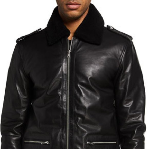 7 for all mankind Pebbled Leather Biker Jacket - Picture 4 of 10
